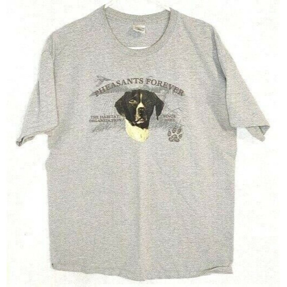 Gildan Ultra Cotton Mens Gray T-Shirt Size Large Graphic Pheasant Forever